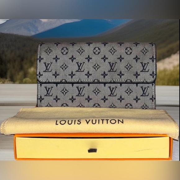 Louis Vuitton Handbags - Louis Vuitton Authentic Monogram Navy Mini Lin Continental LV Dust bag & ribbon